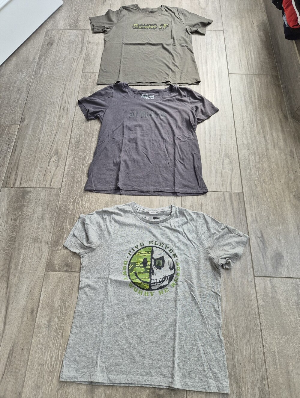 5.11 Tactical Women's Short Sleeve Tee Trio in Gray, Olive, and Charcoal